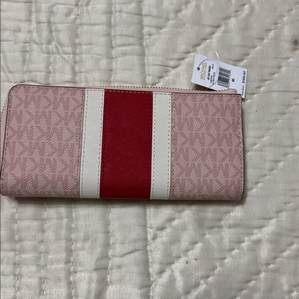 Michael Kors Pink and Red Stripe Wallet - Picture 2 of 5